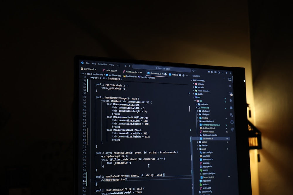 Source code open in a software editor