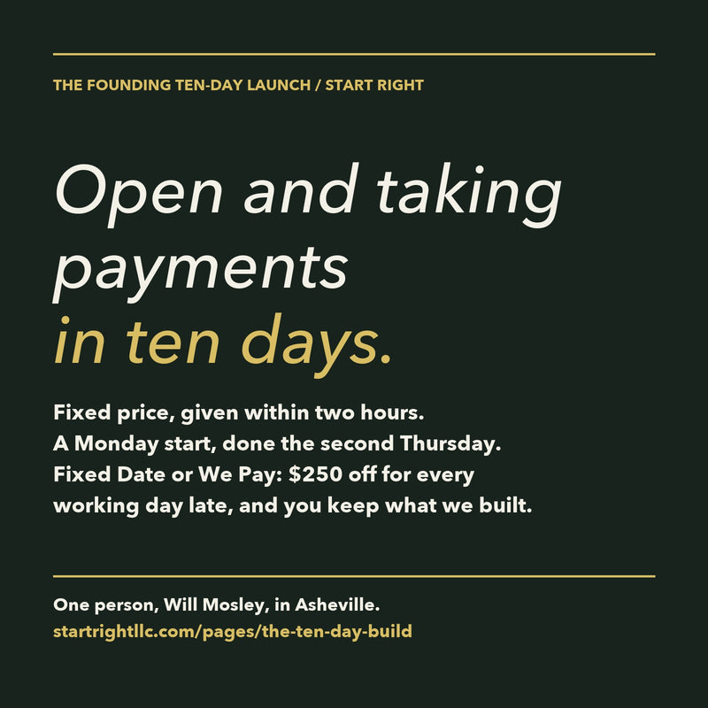 The Founding Ten-Day Launch, half to lock your Monday