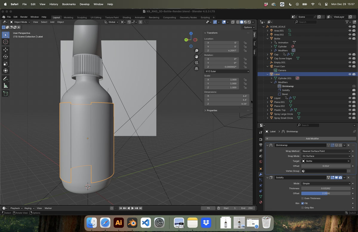 Lighting and camera placed around the product