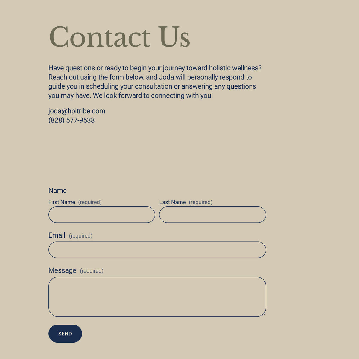 Contact keeps the form and the details side by side.