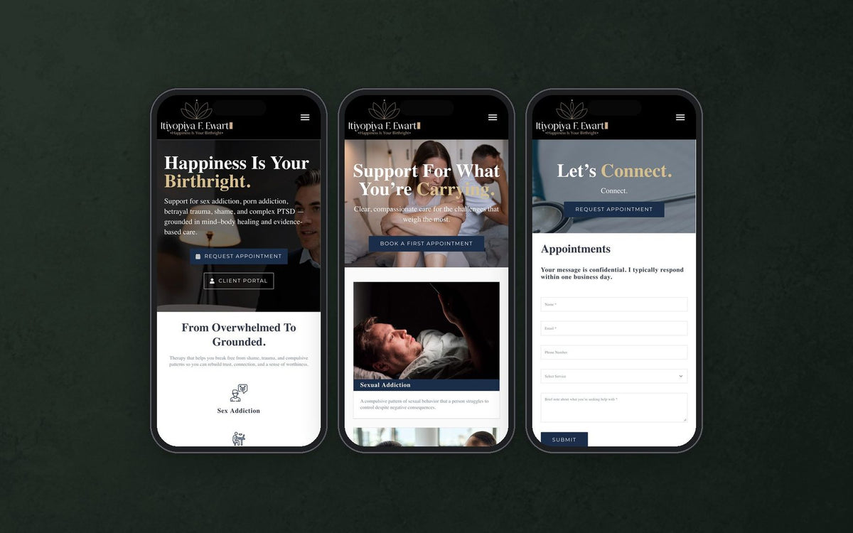 Matching mobile proofs for Home, Services and Contact
