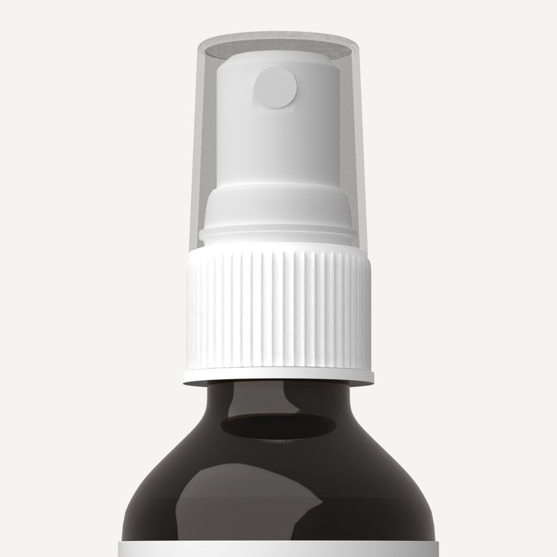Spray head and cap modeled for the real bottle.