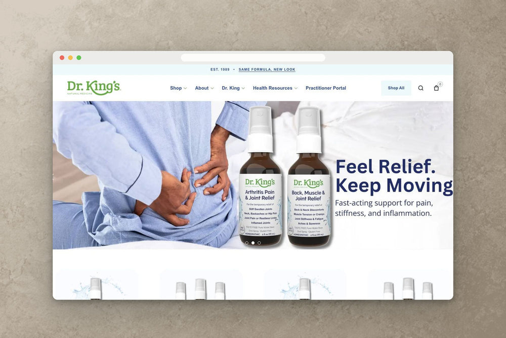 King Bio Replatform: The Dr. King’s storefront on Shopify, live on its own domain