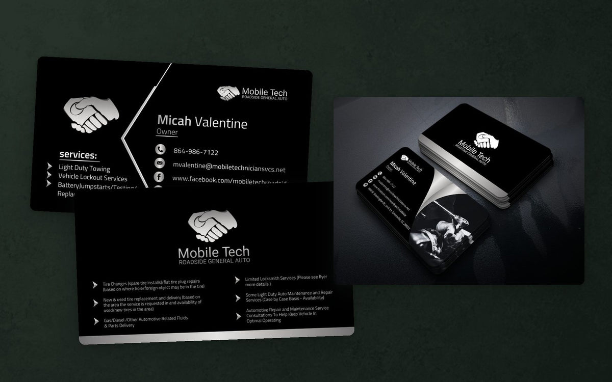 Business card front, back and presentation