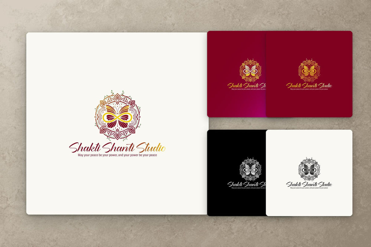 Shakti Shanti Studio: Shakti Shanti Studio logo in full color and four versions